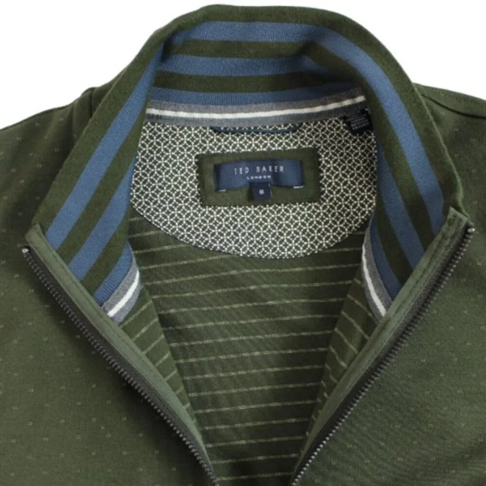 Ted Baker London Robine Olive Green Front Zip Jacket Size 6 (US XXL)